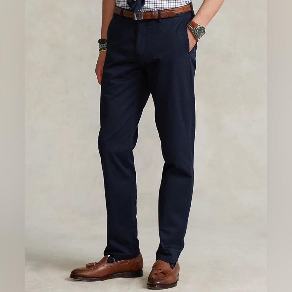 NWT Polo Ralph Lauren Mens Stretch Straight Fit Chino Pant Size 32x32 Navy Blue